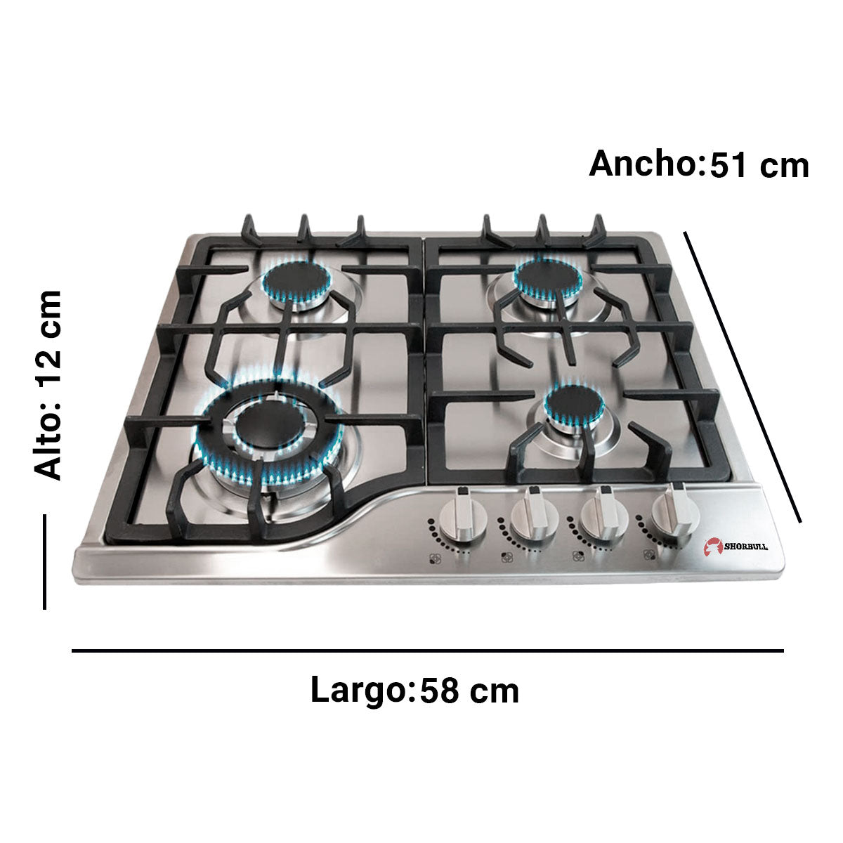 Parrilla 4 Quemadores Acero Ino Shorbull
