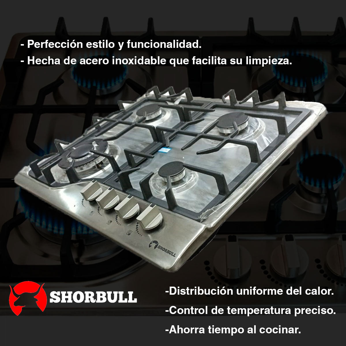 Parrilla 4 Quemadores Acero Ino Shorbull