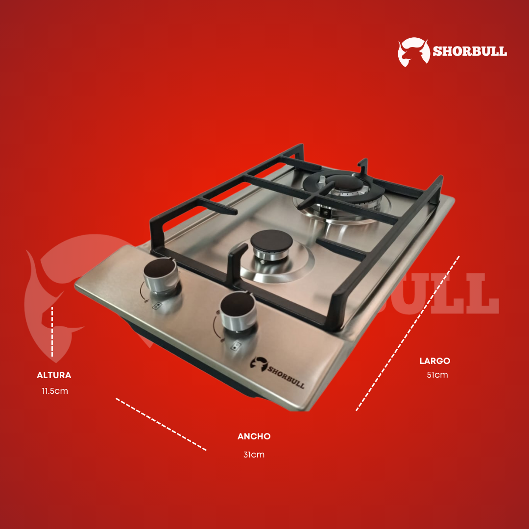 Parrilla Estufa 2 Quemadores Acero Inoxidables