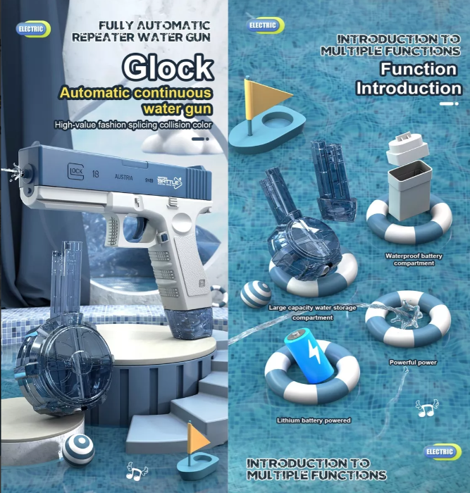 Pistola Agua Disparo Automático Recargable