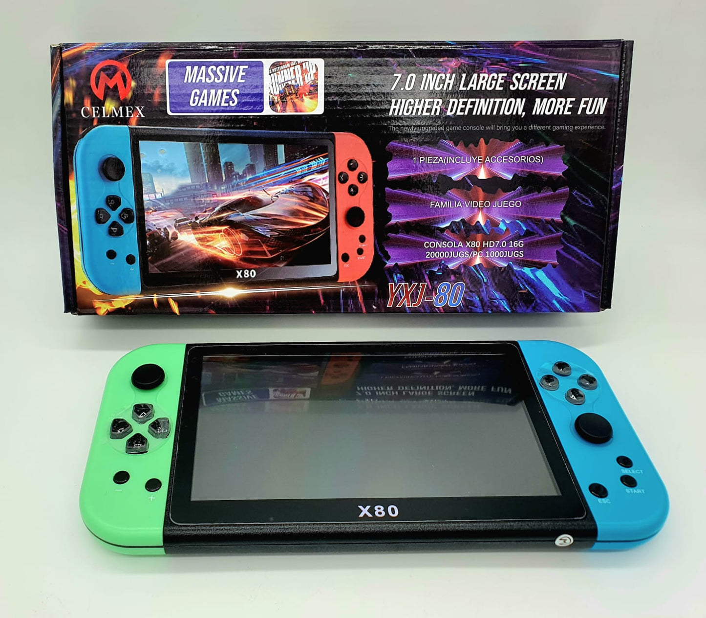 X80 Consola de Juegos Multicolor de 7"