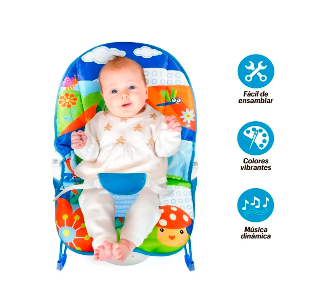 Silla Mecedora de Bebe Interactiva Azul